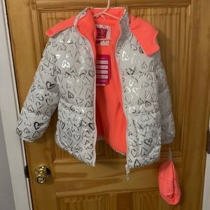 NWT Pink Platinum Girls Puffer Coat and Matching Hat